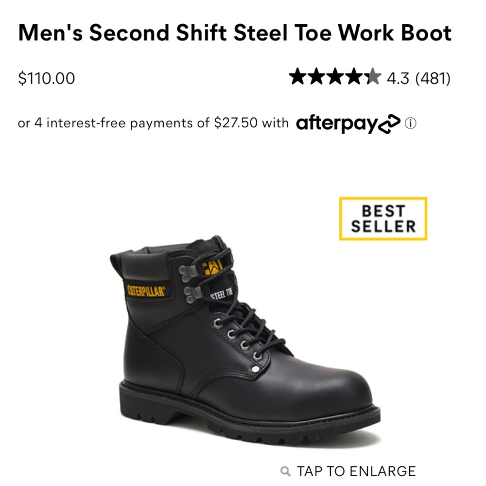 Men's Second Shift Steel Toe Work Boot in Black Size 9